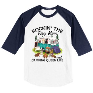 Rockin’ The Dog Mom And Camping Queen Life Mother’s Day Gift Meaningful Gift Baseball Sleeve Shirt