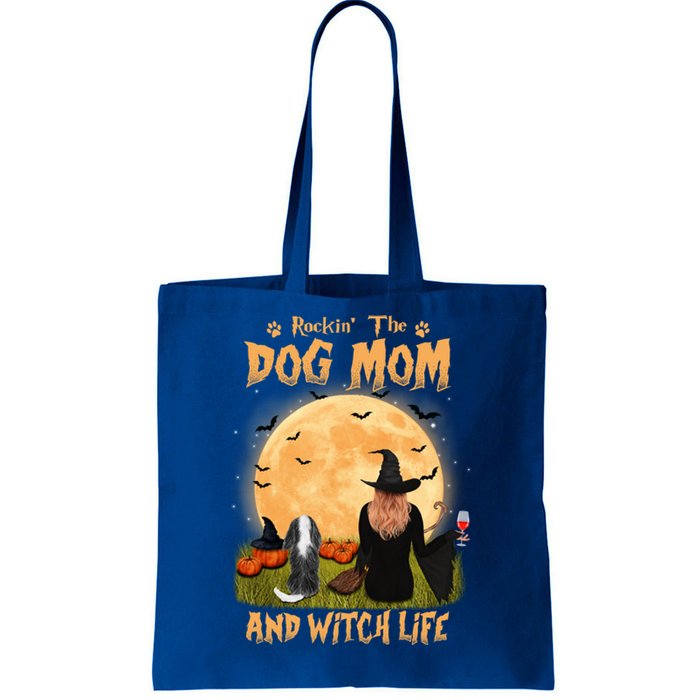 Rocking The Dog Mom And Witch Life Cavalier Halloween Gift Tote Bag