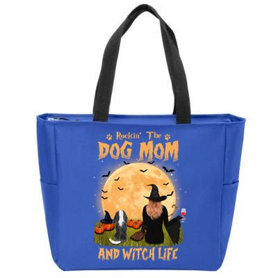 Rocking The Dog Mom And Witch Life Cavalier Halloween Gift Zip Tote Bag