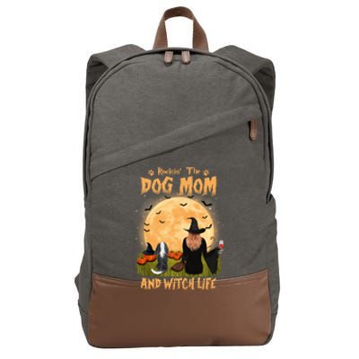 Rocking The Dog Mom And Witch Life Cavalier Halloween Gift Cotton Canvas Backpack