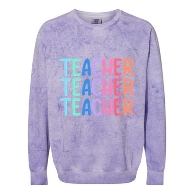 Retro Teacher Daisy Colorful Elementary School Teacher Colorblast Crewneck Sweatshirt