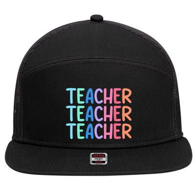 Retro Teacher Daisy Colorful Elementary School Teacher 7 Panel Mesh Trucker Snapback Hat