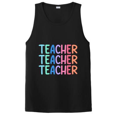 Retro Teacher Daisy Colorful Elementary School Teacher PosiCharge Competitor Tank