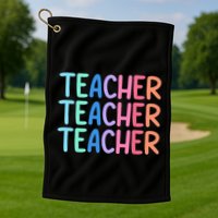 Retro Teacher Daisy Colorful Elementary School Teacher Golf Towel