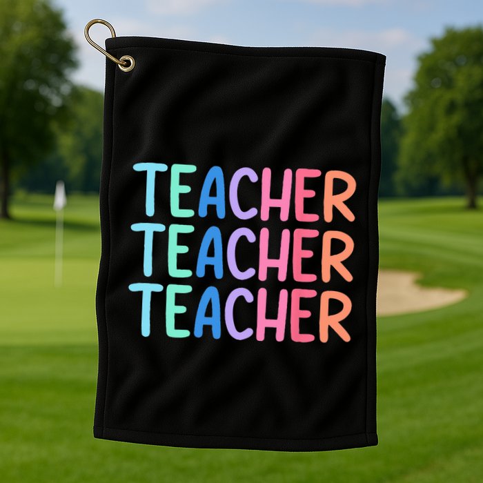Retro Teacher Daisy Colorful Elementary School Teacher Golf Towel