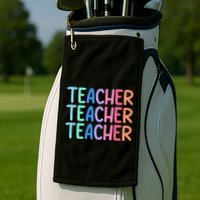 Retro Teacher Daisy Colorful Elementary School Teacher Golf Towel