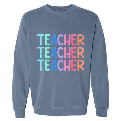 Retro Teacher Daisy Colorful Elementary School Teacher Garment-Dyed Sweatshirt