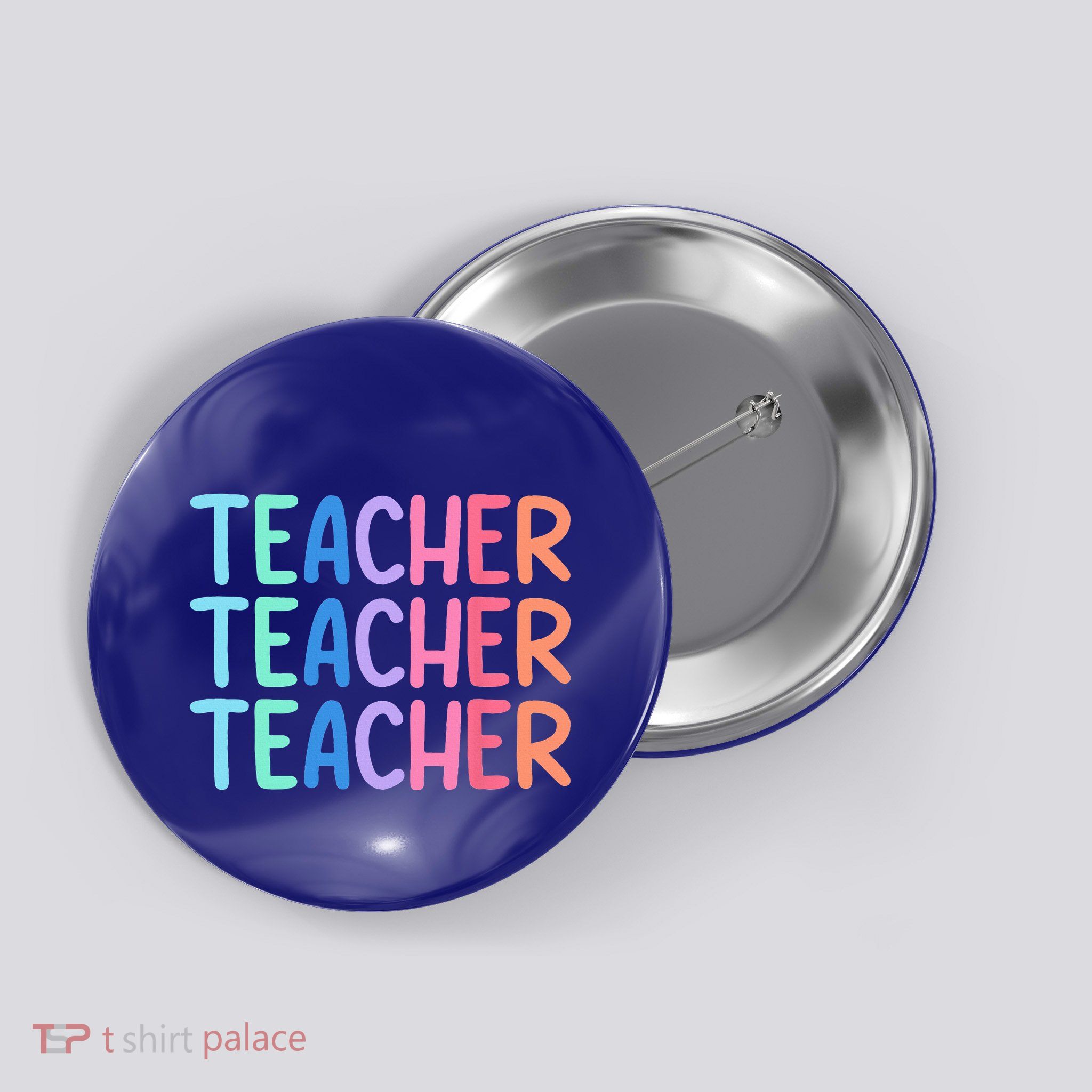 Retro Teacher Daisy Colorful Elementary School Teacher Button