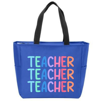 Retro Teacher Daisy Colorful Elementary School Teacher Zip Tote Bag