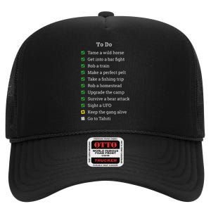 Red To Do List Horse & Cowboy Adventure Gamer High Crown Mesh Back Trucker Hat