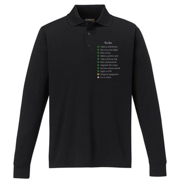 Red To Do List Horse & Cowboy Adventure Gamer Performance Long Sleeve Polo