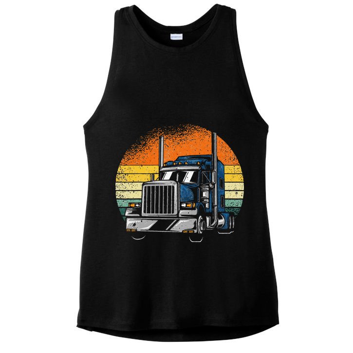 Retro Truck Driver Semi Trailer Truck Vintage Novelty Ladies PosiCharge Tri-Blend Wicking Tank