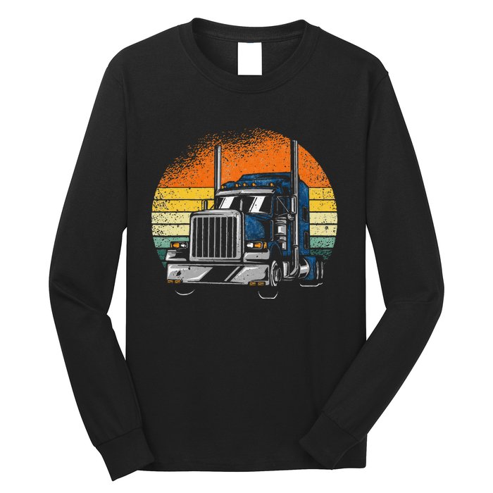 Retro Truck Driver Semi Trailer Truck Vintage Novelty Long Sleeve Shirt