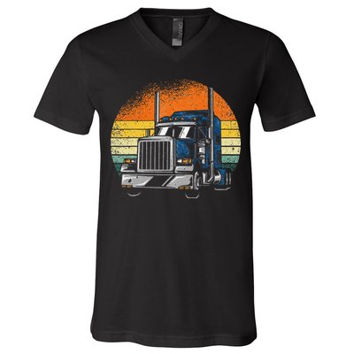 Retro Truck Driver Semi Trailer Truck Vintage Novelty V-Neck T-Shirt