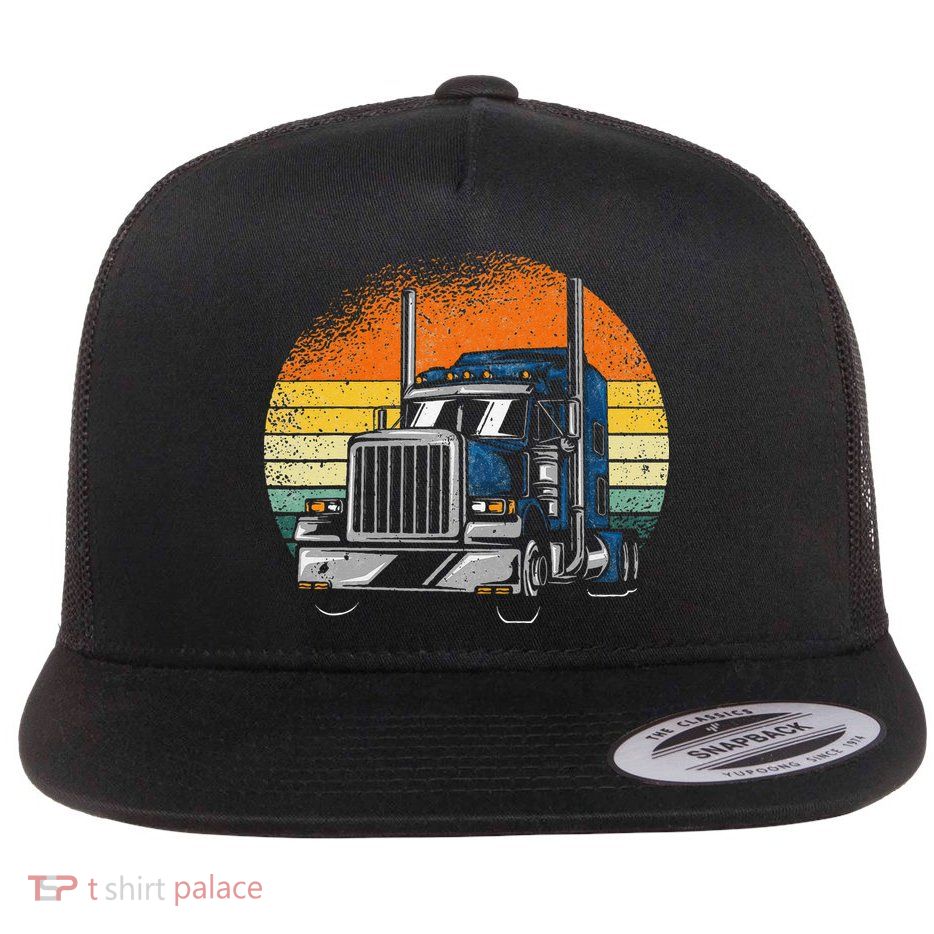 Retro Truck Driver Semi Trailer Truck Vintage Novelty Flatbill Hat