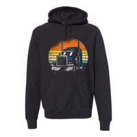 Retro Truck Driver Semi Trailer Truck Vintage Novelty Premium Hoodie