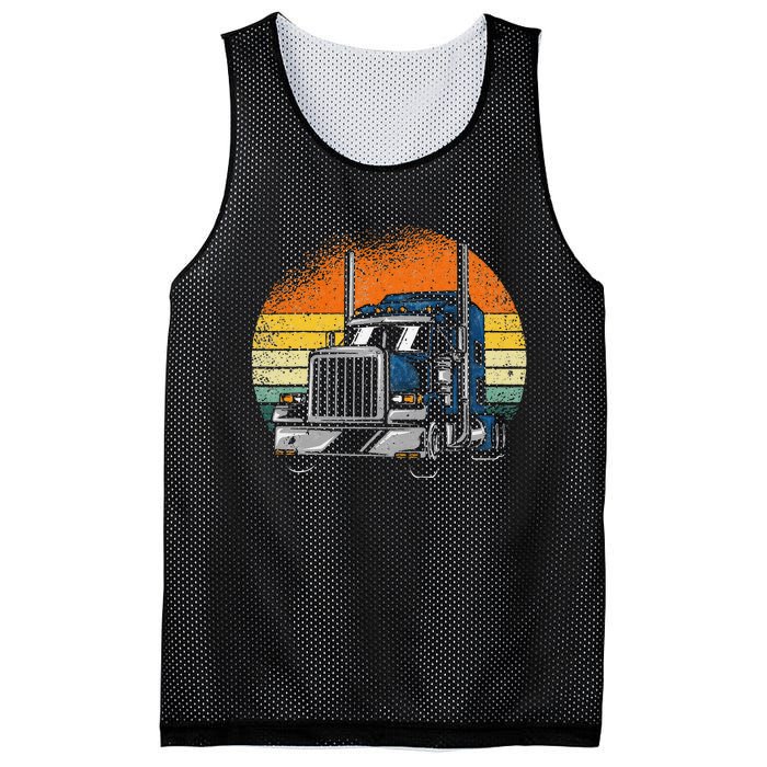 Retro Truck Driver Semi Trailer Truck Vintage Novelty Mesh Reversible Basketball Jersey Tank