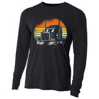 Retro Truck Driver Semi Trailer Truck Vintage Novelty Cooling Performance Long Sleeve Crew