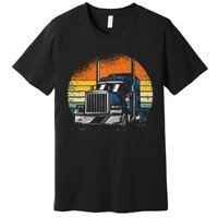 Retro Truck Driver Semi Trailer Truck Vintage Novelty Premium T-Shirt