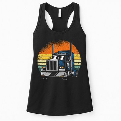 Retro Truck Driver Semi Trailer Truck Vintage Novelty Womens Tank Top