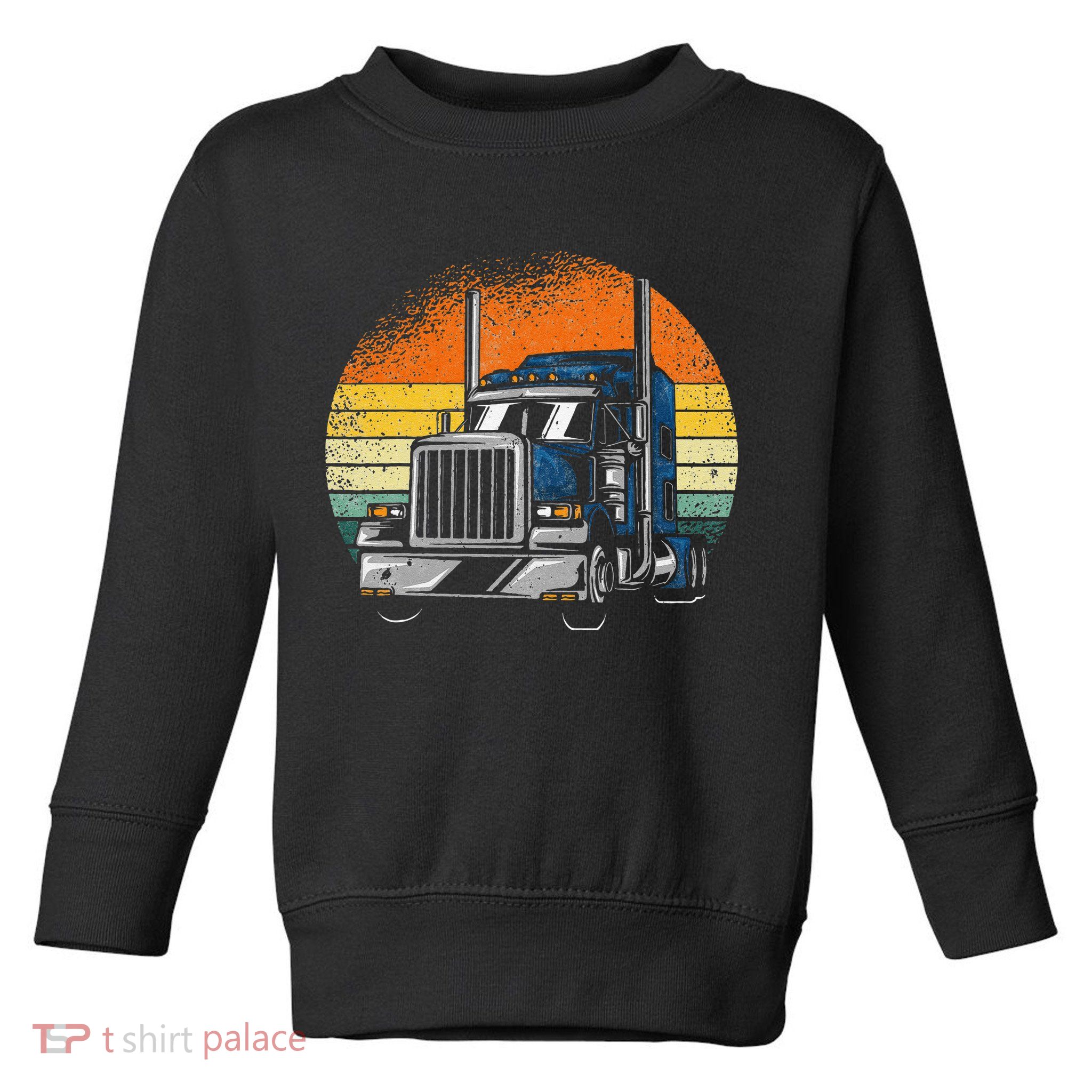 Retro Truck Driver Semi Trailer Truck Vintage Novelty Toddler Sweatshirt
