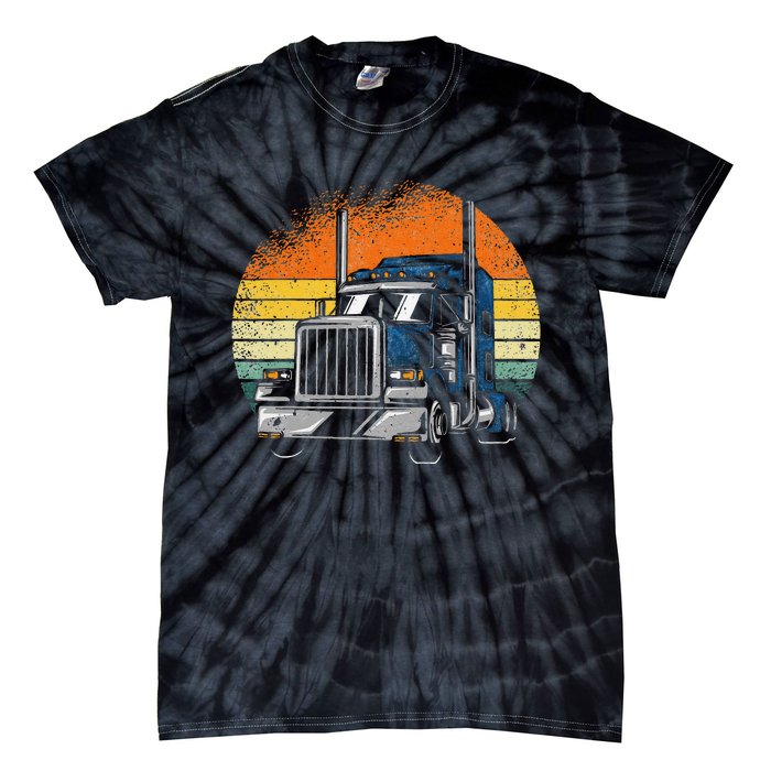 Retro Truck Driver Semi Trailer Truck Vintage Novelty Tie-Dye T-Shirt