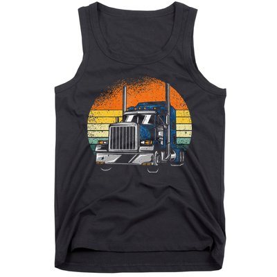Retro Truck Driver Semi Trailer Truck Vintage Novelty Tank Top