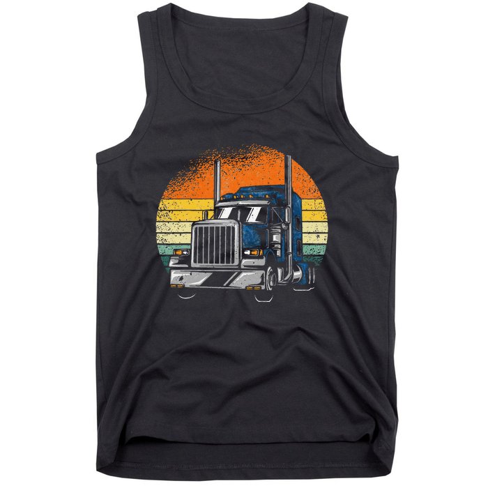 Retro Truck Driver Semi Trailer Truck Vintage Novelty Tank Top