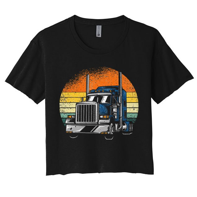 Retro Truck Driver Semi Trailer Truck Vintage Novelty Crop Top