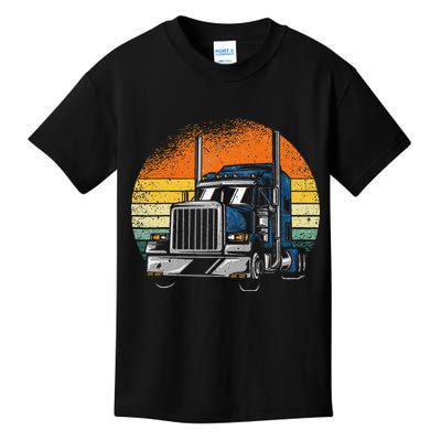 Retro Truck Driver Semi Trailer Truck Vintage Novelty Kids T-Shirt