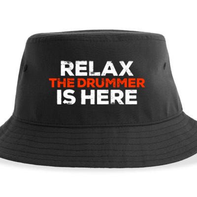 Relax The Drummer Is Here Musician Gift Sustainable Bucket Hat