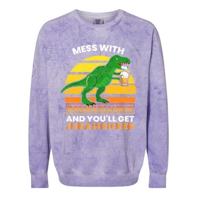 Retro Tgiftrex Druncle Drunclesaurus Slogan Funny Unclesaurus Gift Colorblast Crewneck Sweatshirt