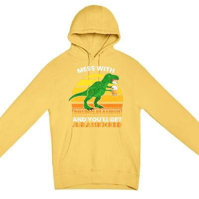 Retro Tgiftrex Druncle Drunclesaurus Slogan Funny Unclesaurus Gift Premium Pullover Hoodie