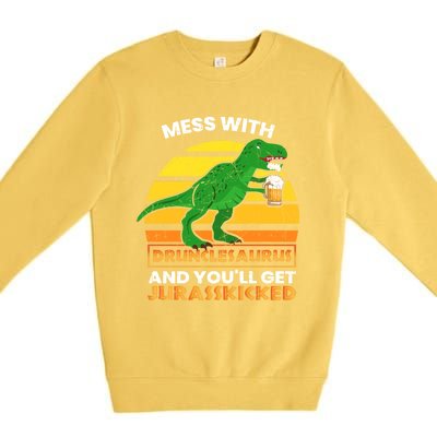 Retro Tgiftrex Druncle Drunclesaurus Slogan Funny Unclesaurus Gift Premium Crewneck Sweatshirt