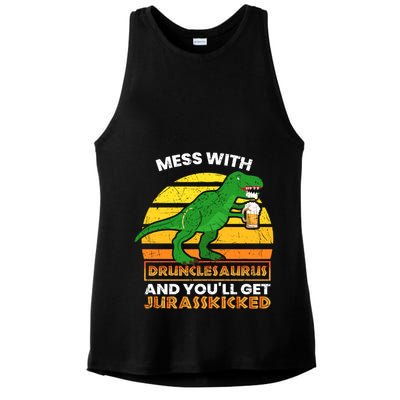 Retro Tgiftrex Druncle Drunclesaurus Slogan Funny Unclesaurus Gift Ladies PosiCharge Tri-Blend Wicking Tank