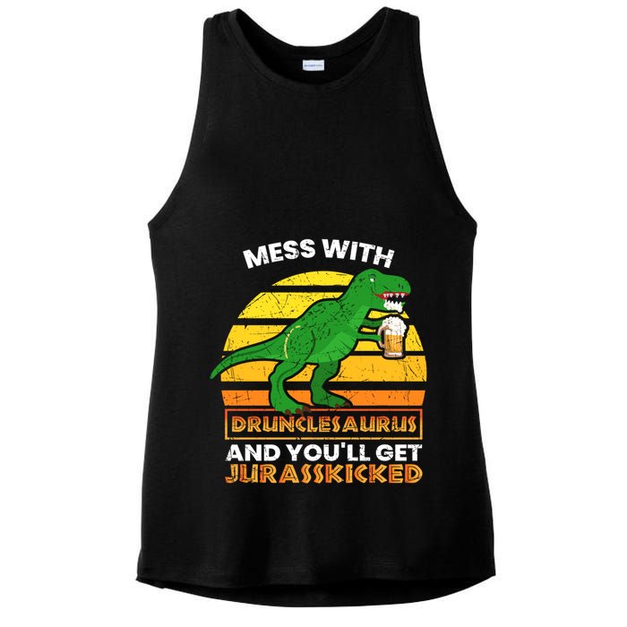 Retro Tgiftrex Druncle Drunclesaurus Slogan Funny Unclesaurus Gift Ladies PosiCharge Tri-Blend Wicking Tank