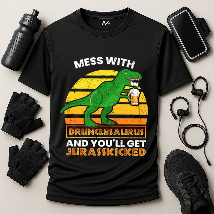Retro Tgiftrex Druncle Drunclesaurus Slogan Funny Unclesaurus Gift Performance Shirt