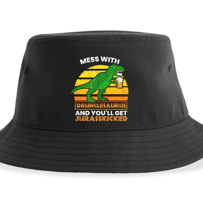 Retro Tgiftrex Druncle Drunclesaurus Slogan Funny Unclesaurus Gift Sustainable Bucket Hat