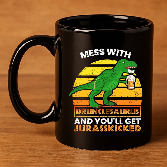 Retro Tgiftrex Druncle Drunclesaurus Slogan Funny Unclesaurus Gift 11oz C Handle Ceramic Mug
