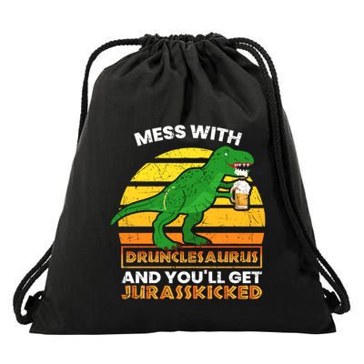 Retro Tgiftrex Druncle Drunclesaurus Slogan Funny Unclesaurus Gift Drawstring Bag