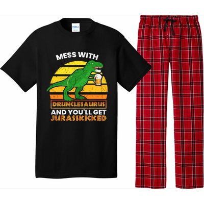 Retro Tgiftrex Druncle Drunclesaurus Slogan Funny Unclesaurus Gift Pajama Set