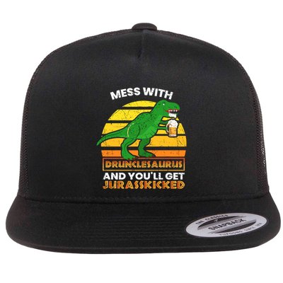 Retro Tgiftrex Druncle Drunclesaurus Slogan Funny Unclesaurus Gift Flatbill Hat
