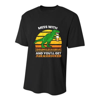 Retro Tgiftrex Druncle Drunclesaurus Slogan Funny Unclesaurus Gift Youth Performance Sprint T-Shirt
