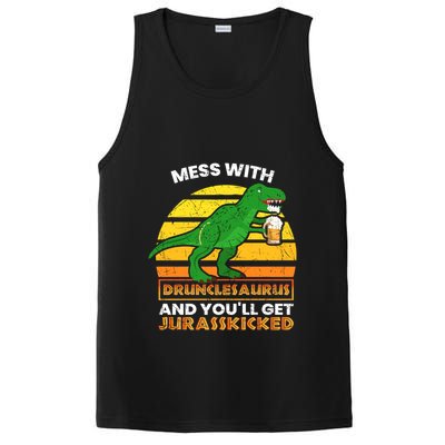 Retro Tgiftrex Druncle Drunclesaurus Slogan Funny Unclesaurus Gift PosiCharge Competitor Tank
