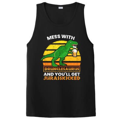 Retro Tgiftrex Druncle Drunclesaurus Slogan Funny Unclesaurus Gift PosiCharge Competitor Tank