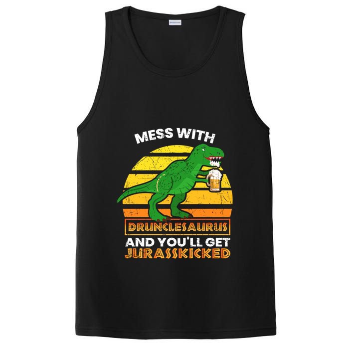 Retro Tgiftrex Druncle Drunclesaurus Slogan Funny Unclesaurus Gift PosiCharge Competitor Tank