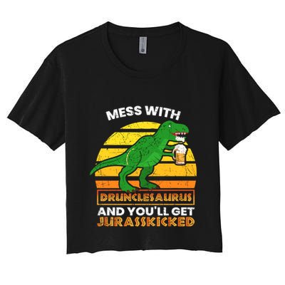 Retro Tgiftrex Druncle Drunclesaurus Slogan Funny Unclesaurus Gift Crop Top