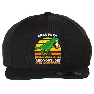 Retro Tgiftrex Druncle Drunclesaurus Slogan Funny Unclesaurus Gift Wool Snapback Cap