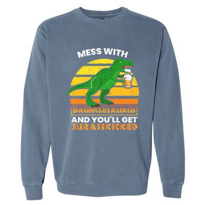 Retro Tgiftrex Druncle Drunclesaurus Slogan Funny Unclesaurus Gift Garment-Dyed Sweatshirt