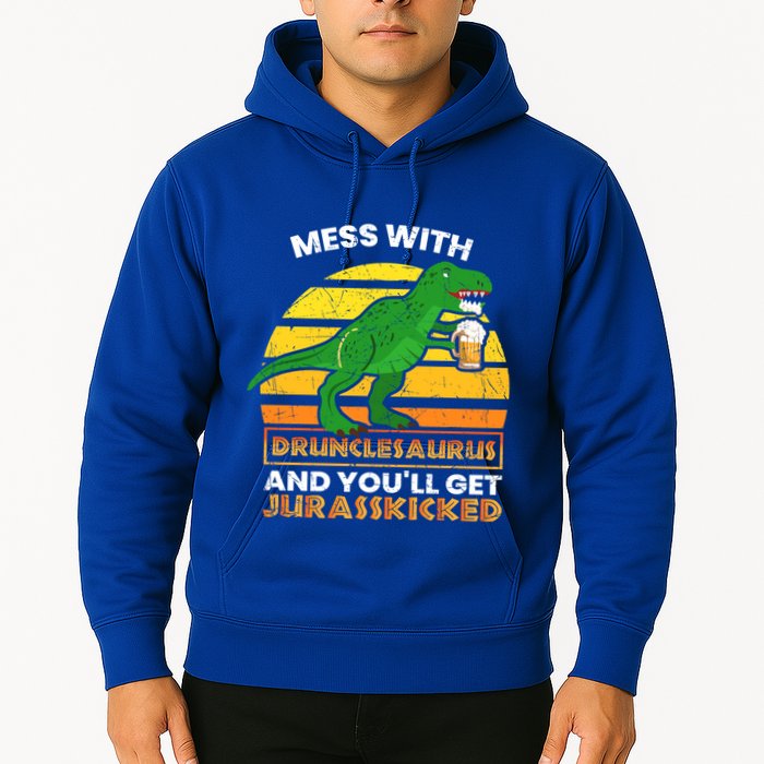Retro Tgiftrex Druncle Drunclesaurus Slogan Funny Unclesaurus Gift Hoodie